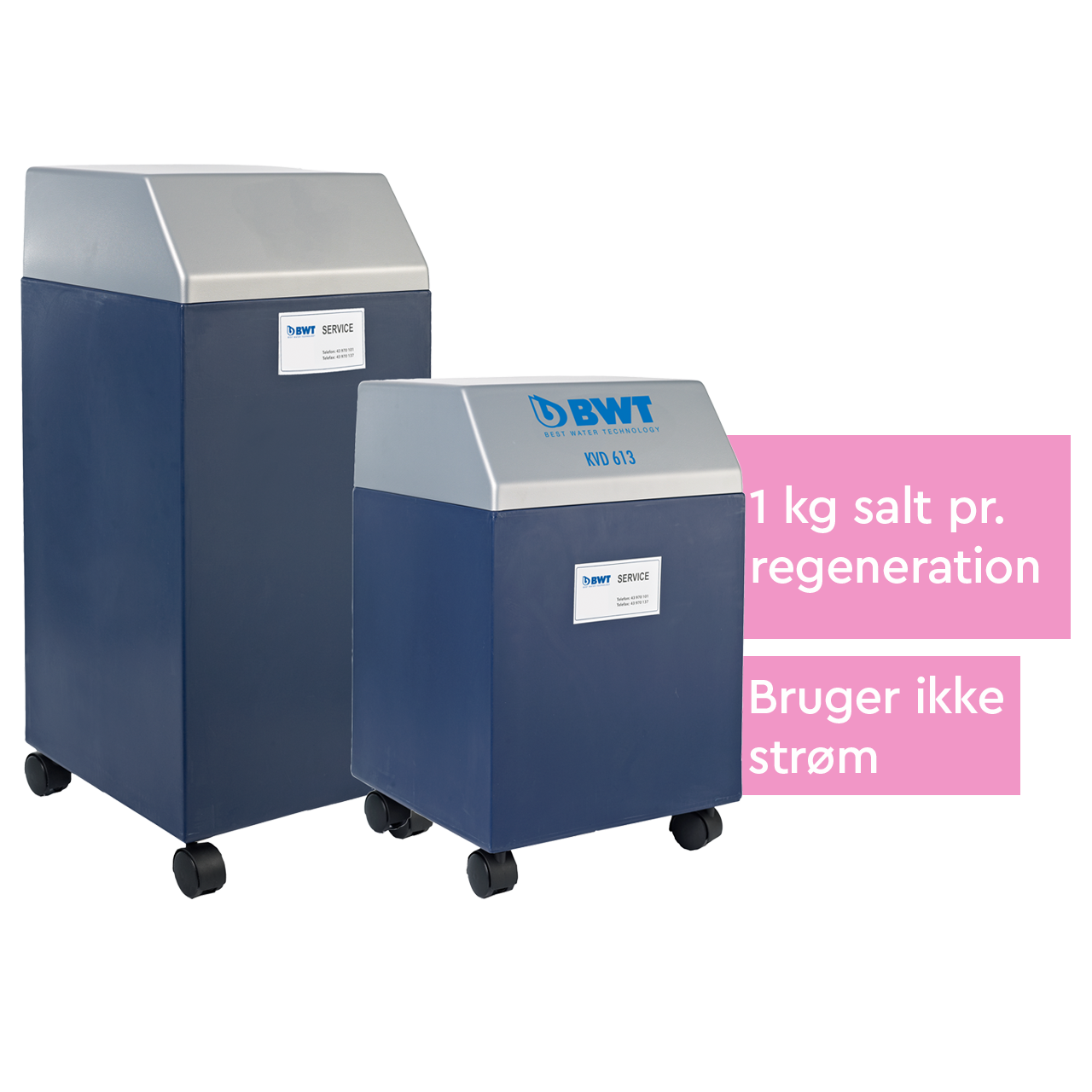 Blødt vand med saltforbrug på 1 kg pr. regeneration 