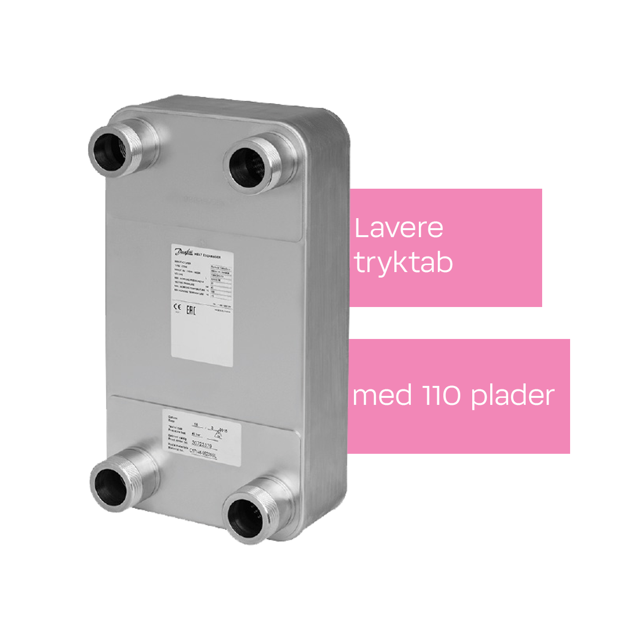 Bedre varmeoverførsel med loddet veksler XB52 110 plader