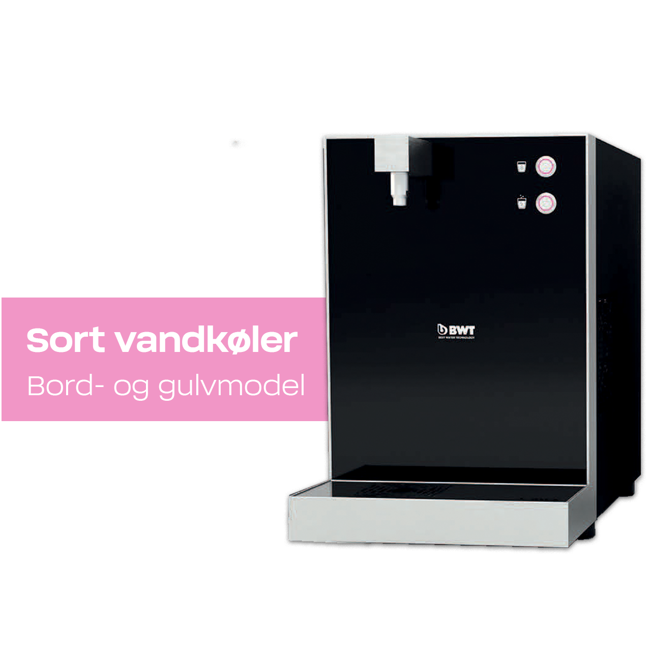 Sort elegant vandkøler med og uden brus