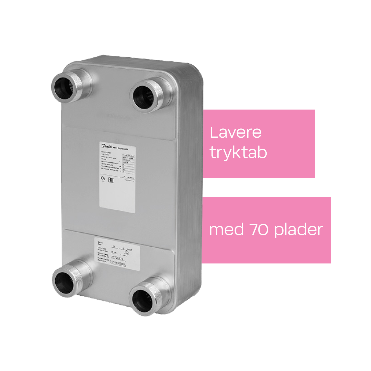 Bedre varmeoverførsel med loddet veksler XB52 70 plader