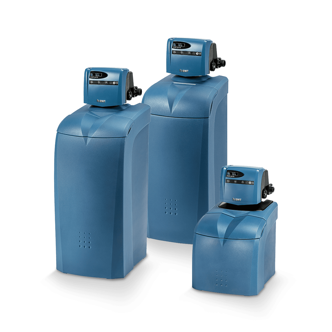 3 blaue Enthärtungsanlagen / Entkalkungsanlagen