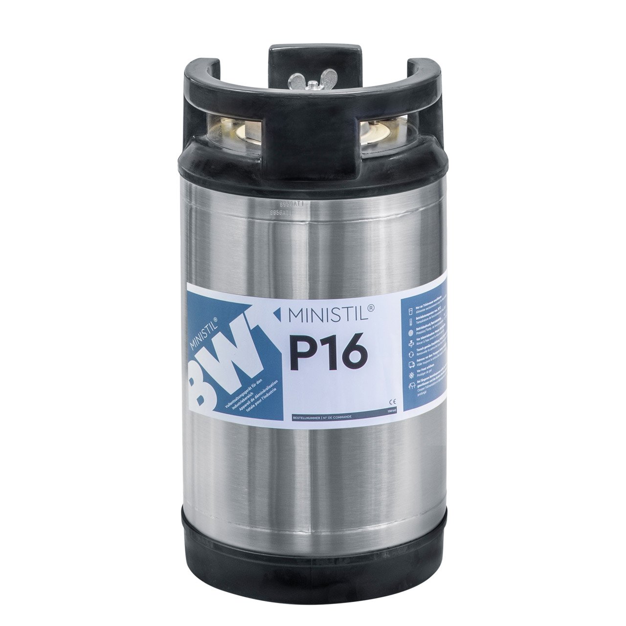 Edelstahl‑Vollentsalzungspatrone vom Typ BWT MINISTIL P16, freigestellt