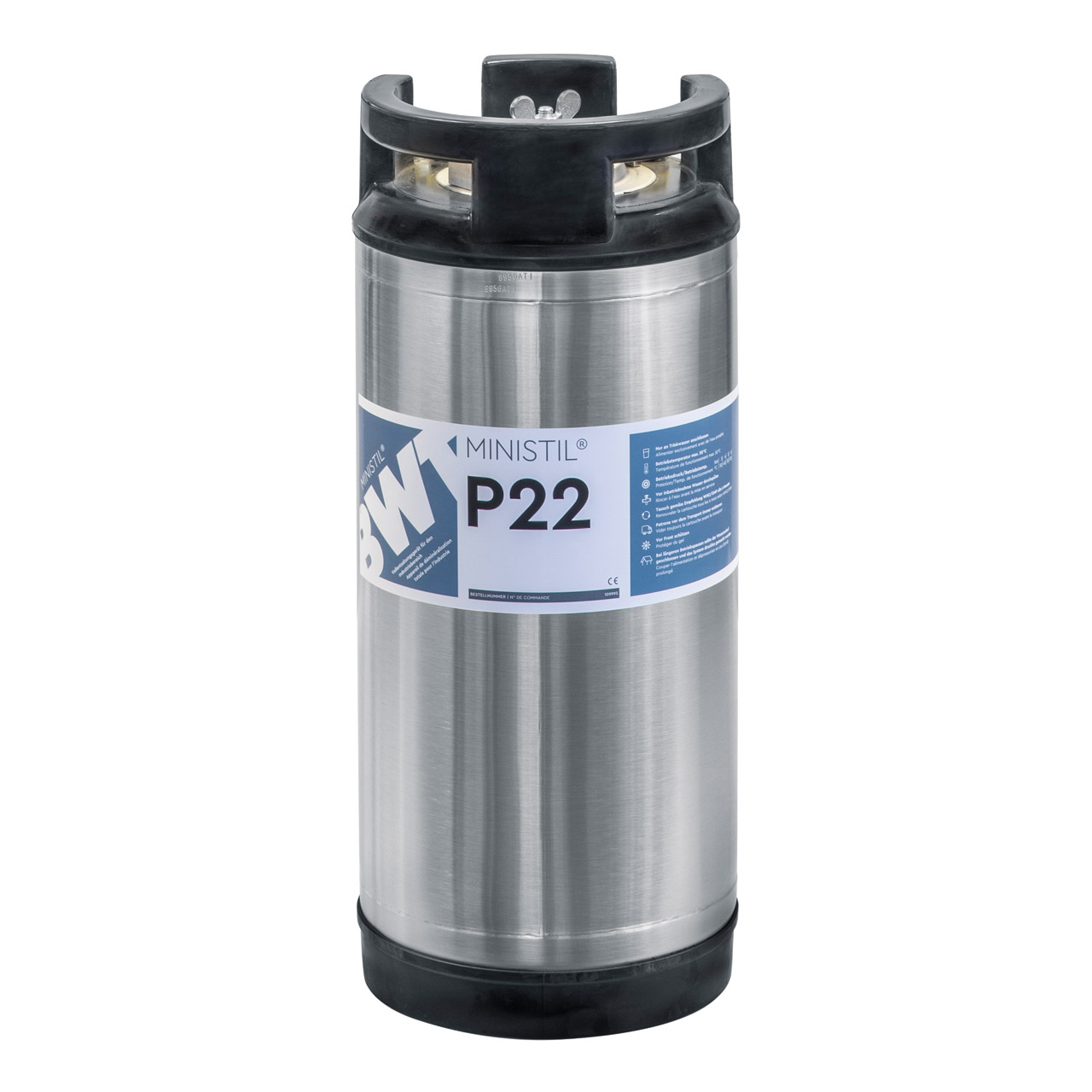 Edelstahl‑Vollentsalzungspatrone vom Typ BWT MINISTIL P22, freigestellt