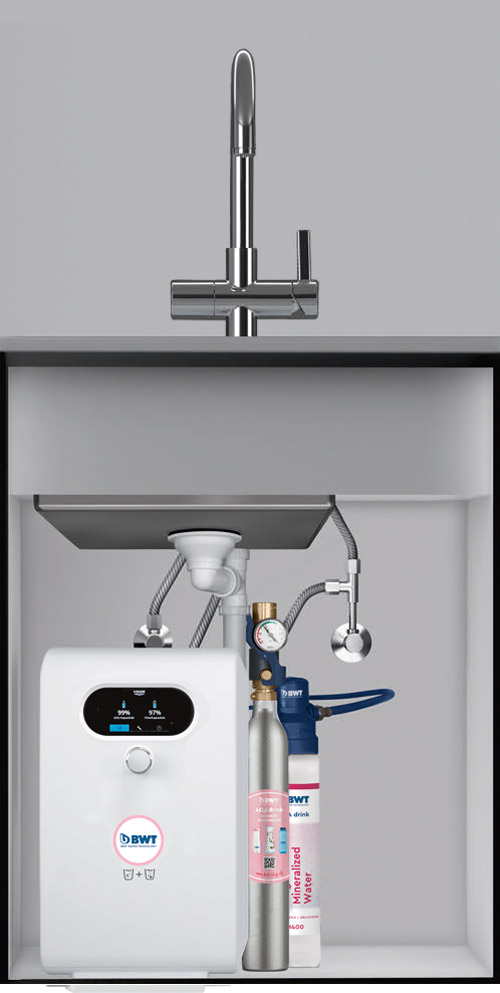 BWT AQA drink Magnesium Mineralizer Küchenarmatur mit Filter, Einbausituation