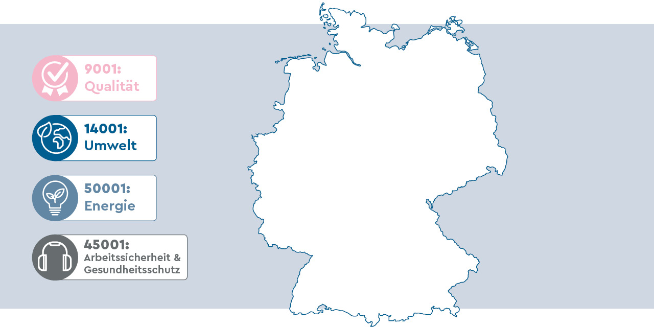 Karte Deutschland ISO Zertifikate