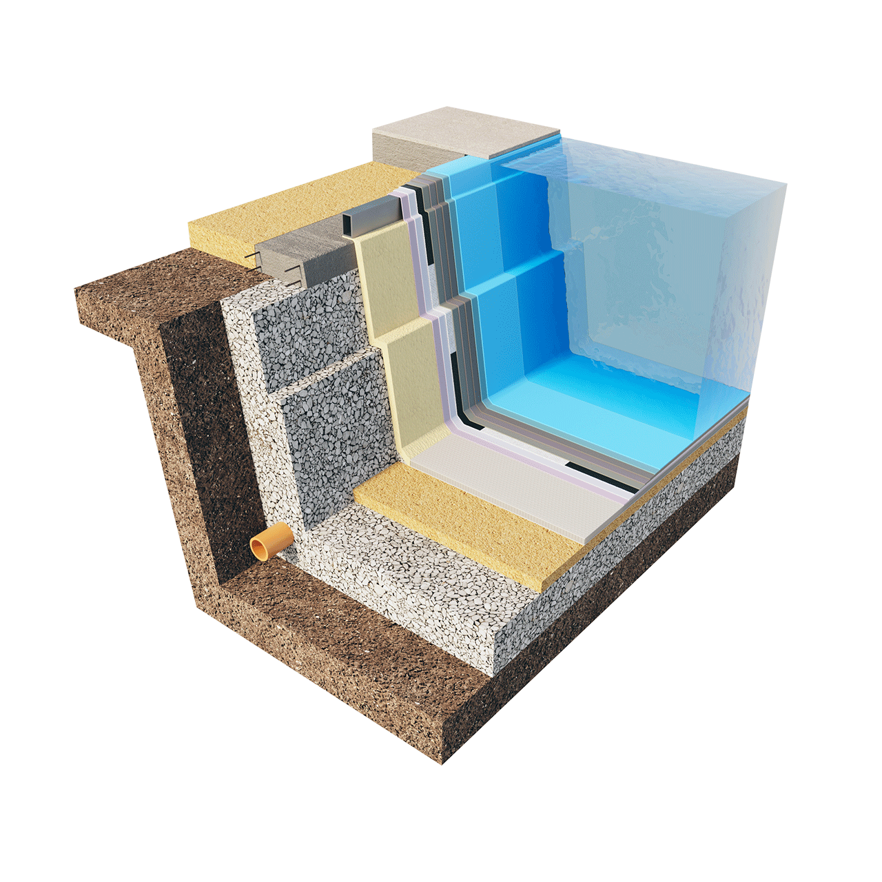 BWT pool vægstruktur installeret