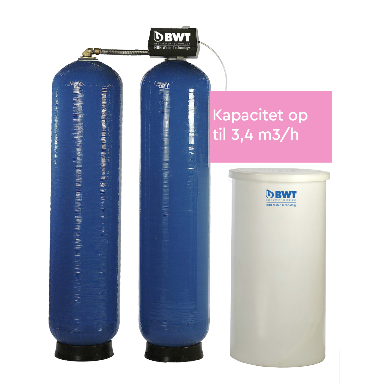 Duplex blødgøringsanlæg med kapacitet op til 3,4 m3/h