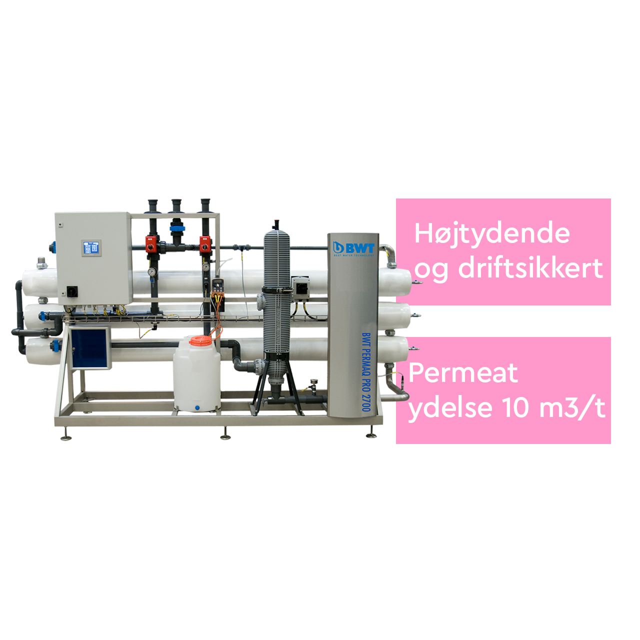 Højtydende omvendt osmoseanlæg med permeat ydelse på 10 m3/t