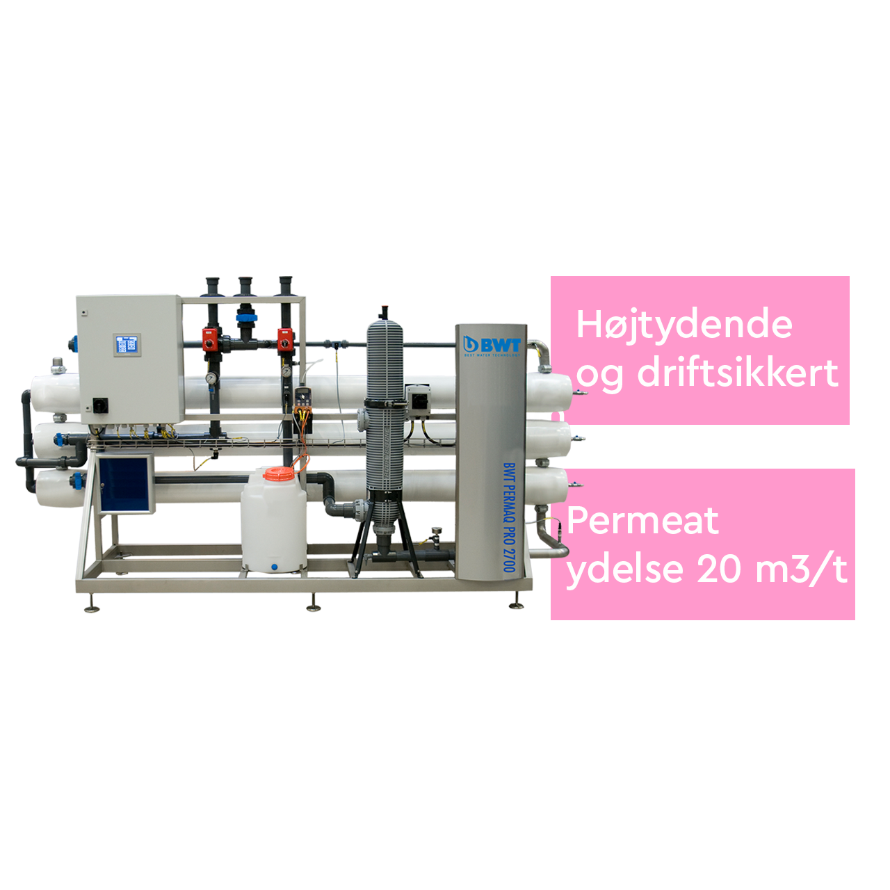 Højtydende omvendt osmoseanlæg med permeat ydelse på 20 m3/t