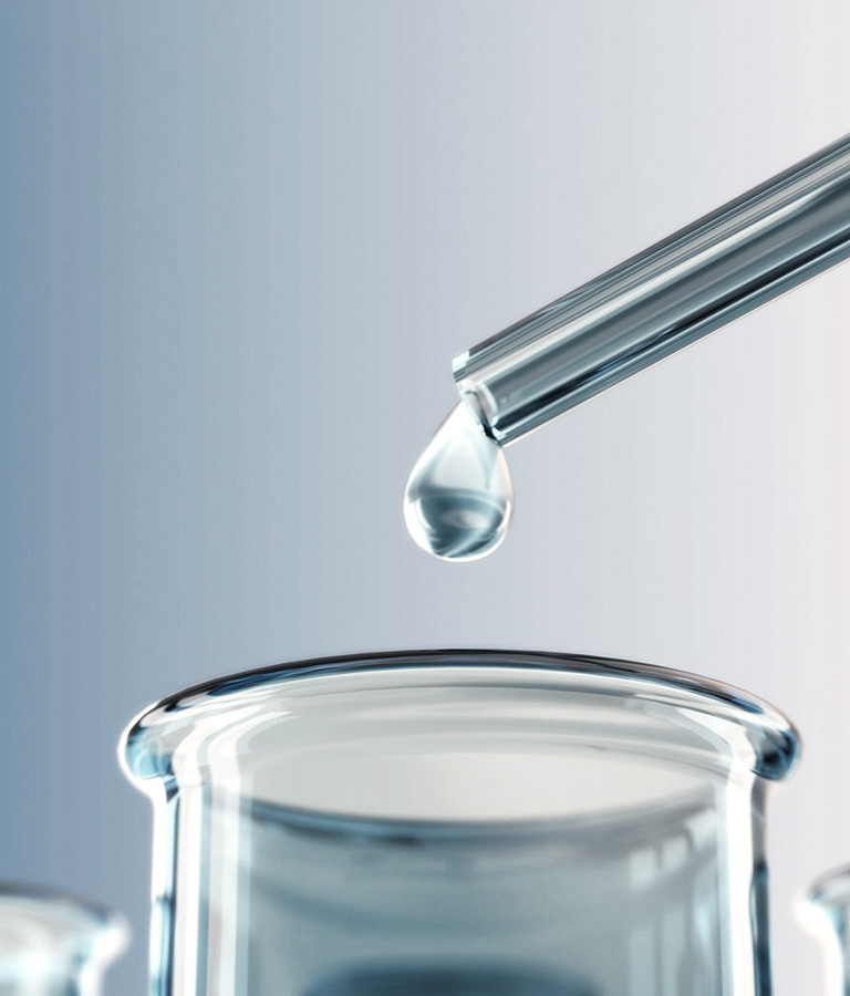 Purified water being filled in vials