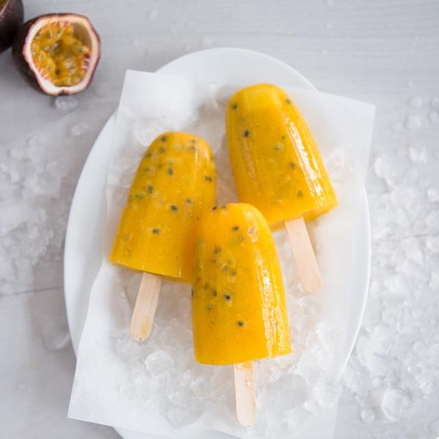 mango and lemon balm ice lolly