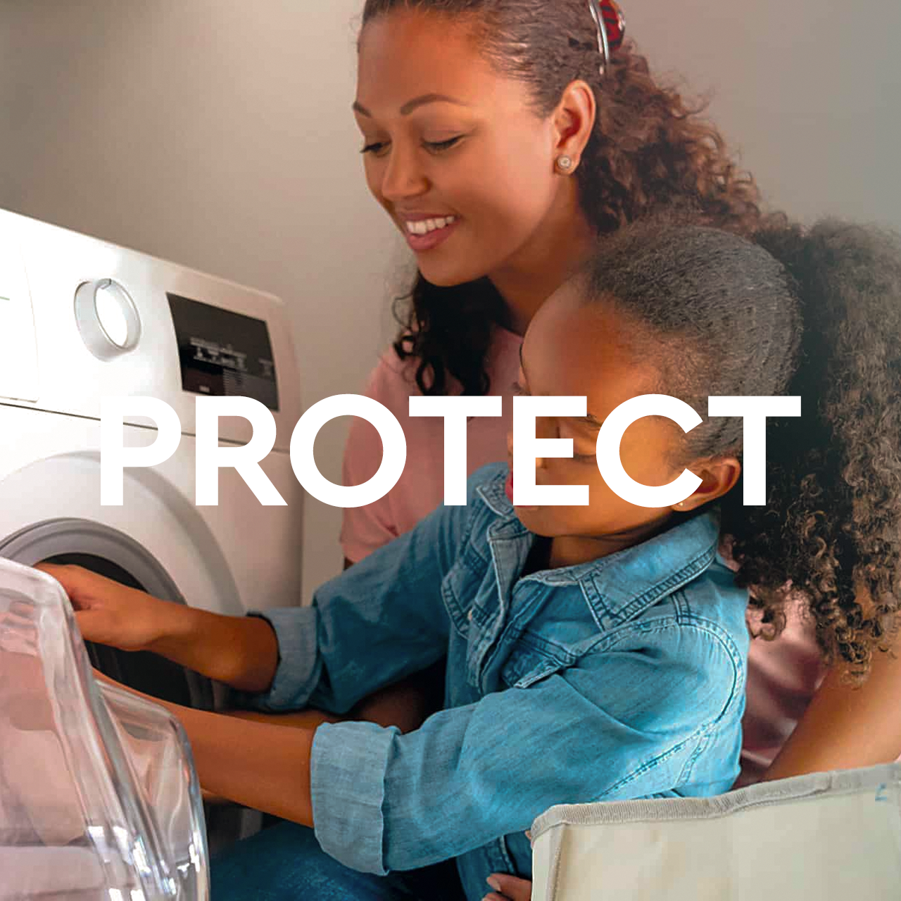 Washing clothes with daughter