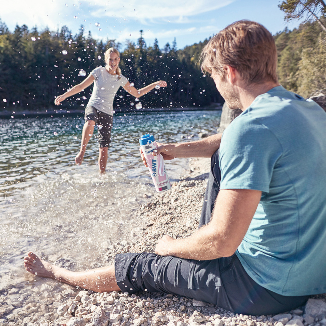 825318 bwt blue vacuum flask sport bottle summer