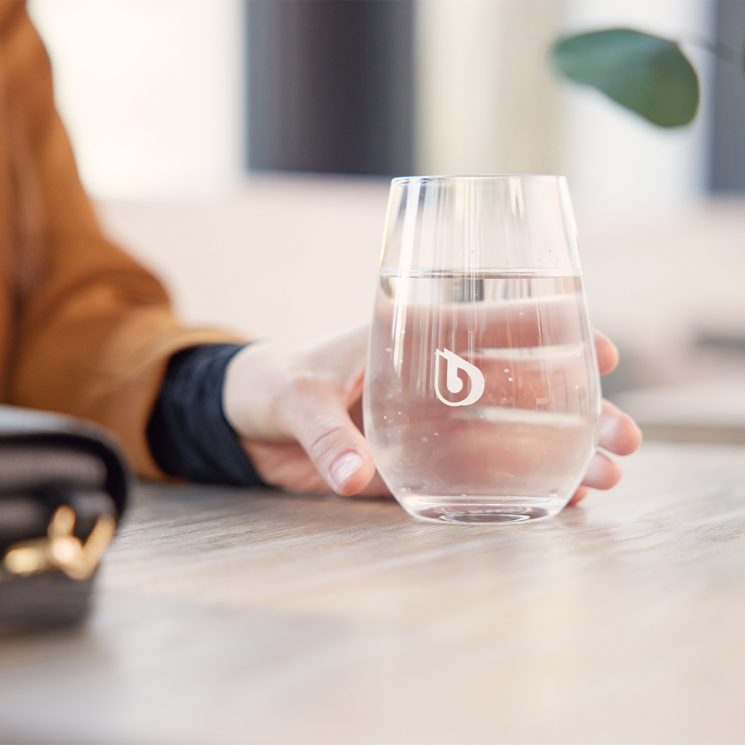 cup of water on table bwt