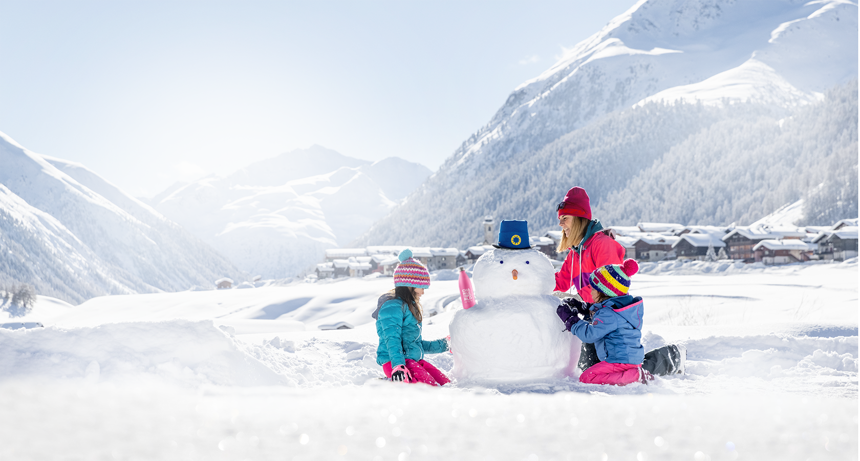 Kids with snowman