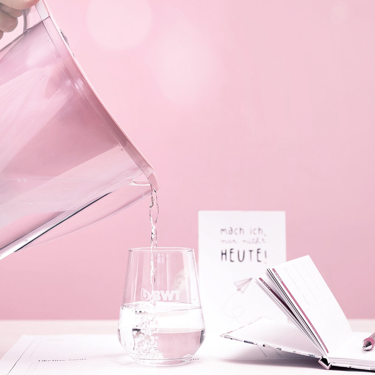 Pouring a glass of mineralized water