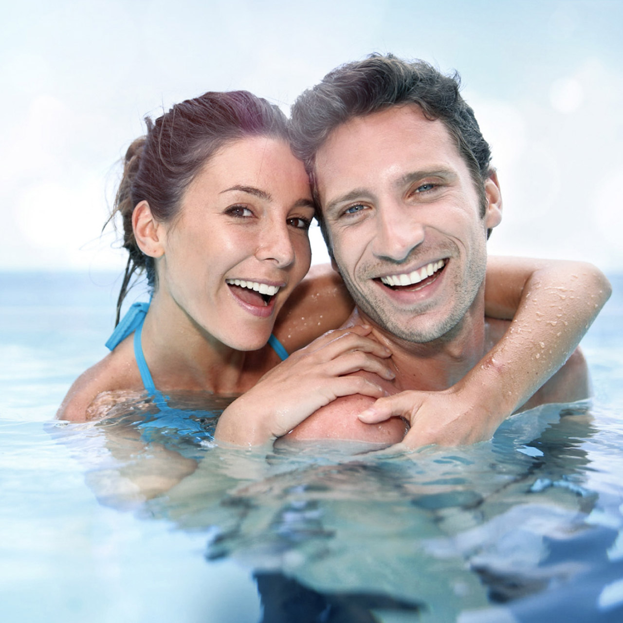Couple in swimming pool