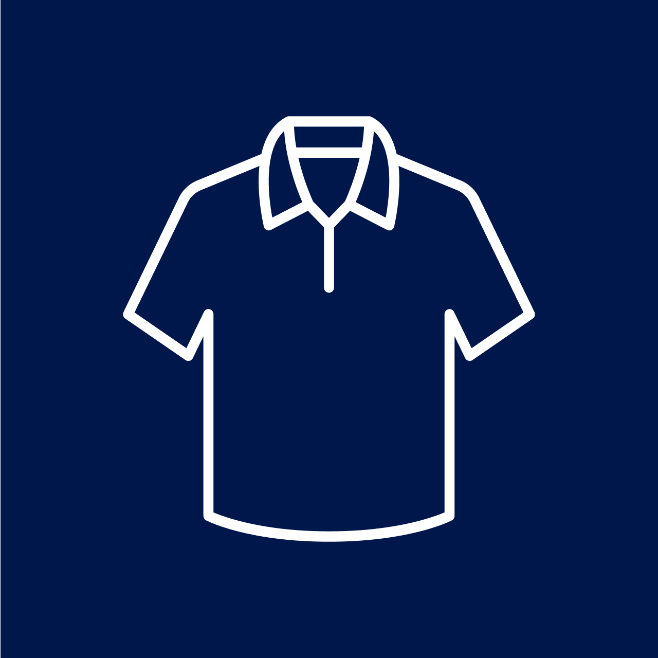 Icône bleue avec polo blanc.