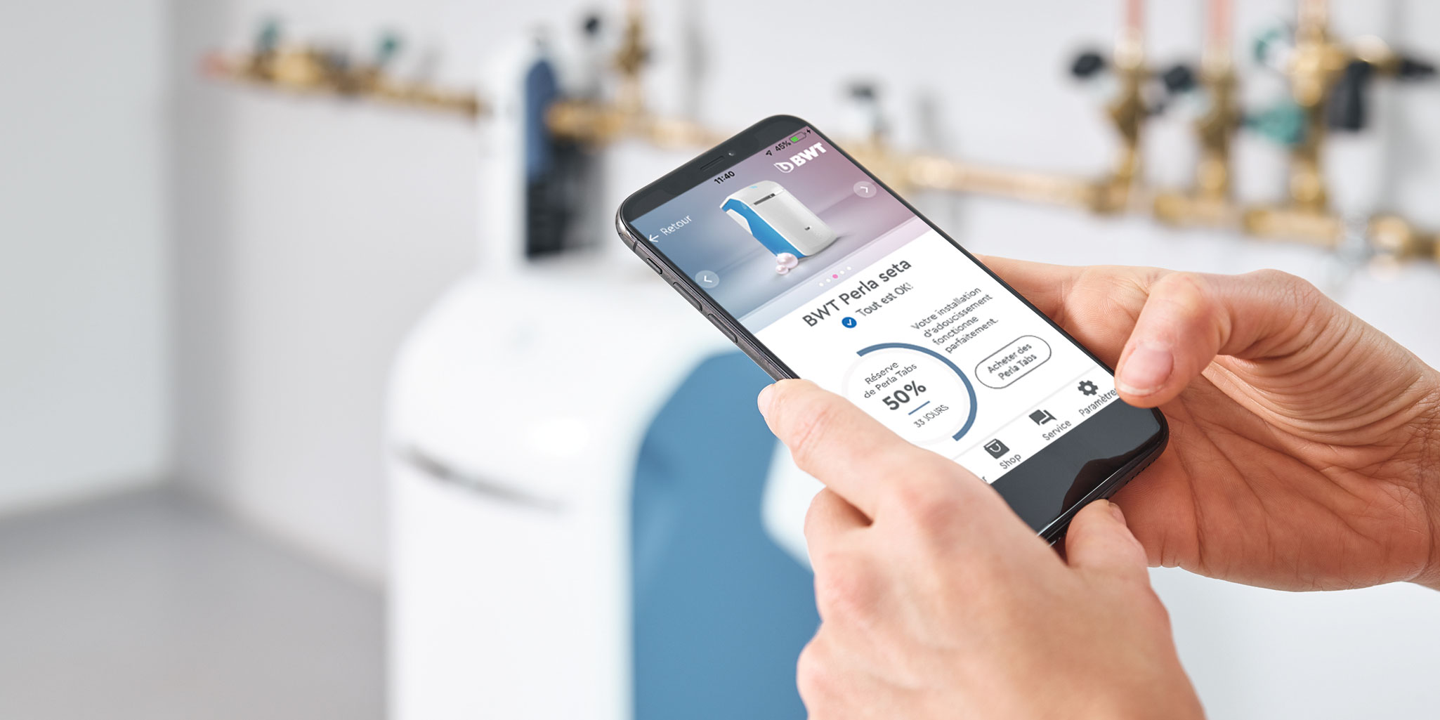 Dans l'application BWT, vous pouvez contrôler tous les appareils.