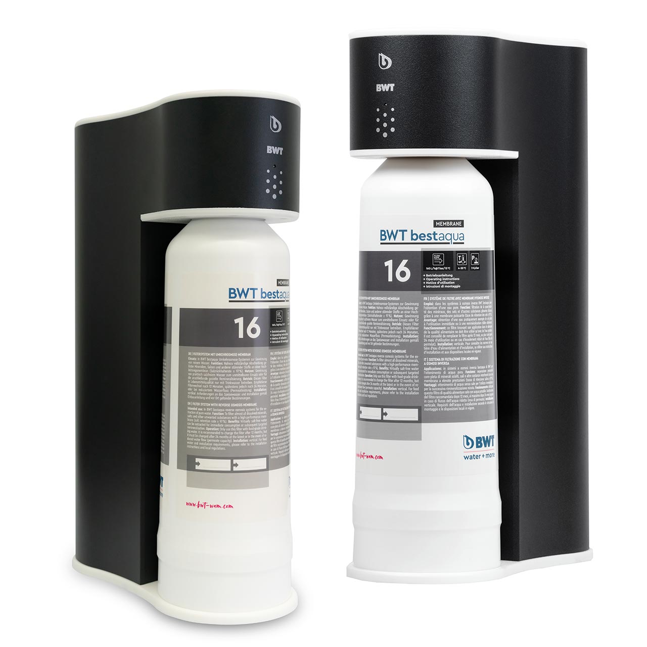 Système d'osmose inverse ROC de BWT : appareil noir avec cartouche filtrante.