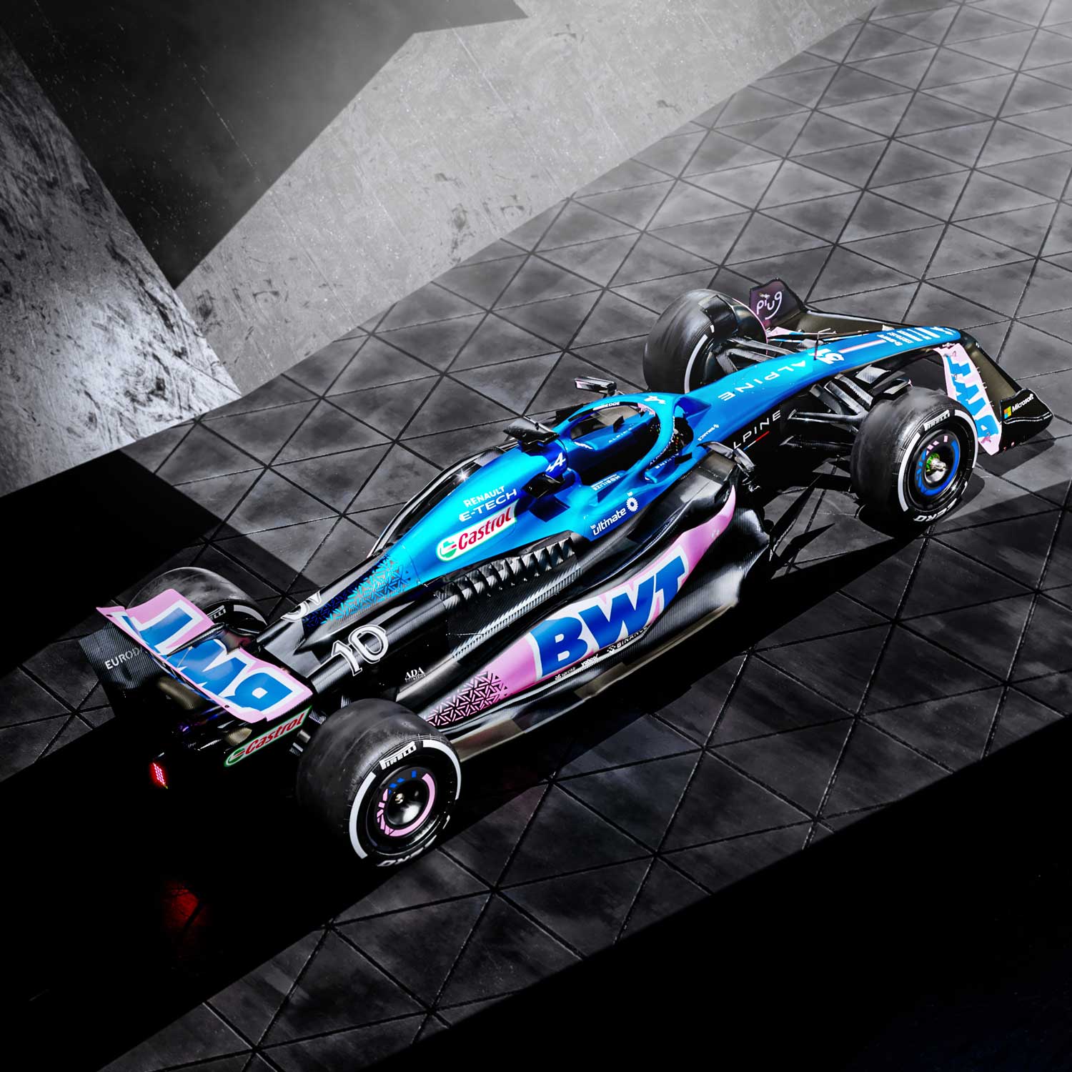 Voici la voiture de l'équipe de Formule 1 BWT Alpine 2023.