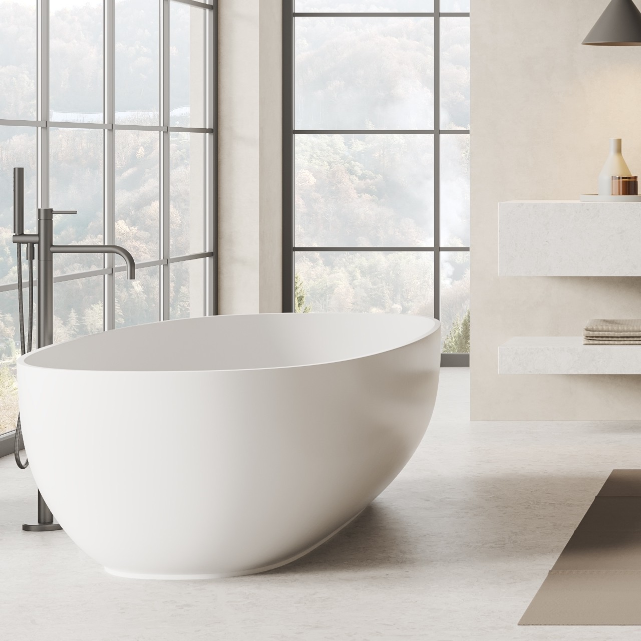 a white bathtub in a bathroom