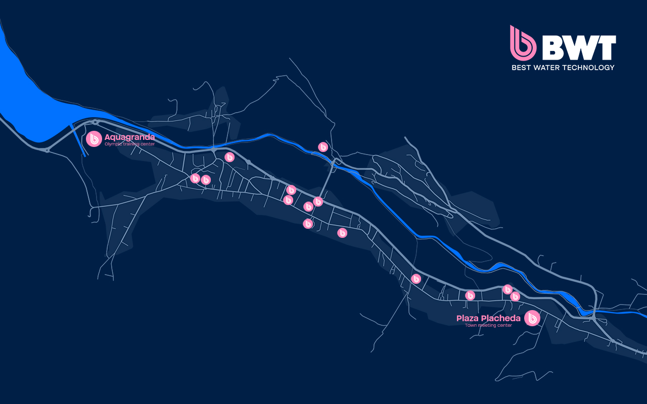 Livigno Map with BWT water dispensers