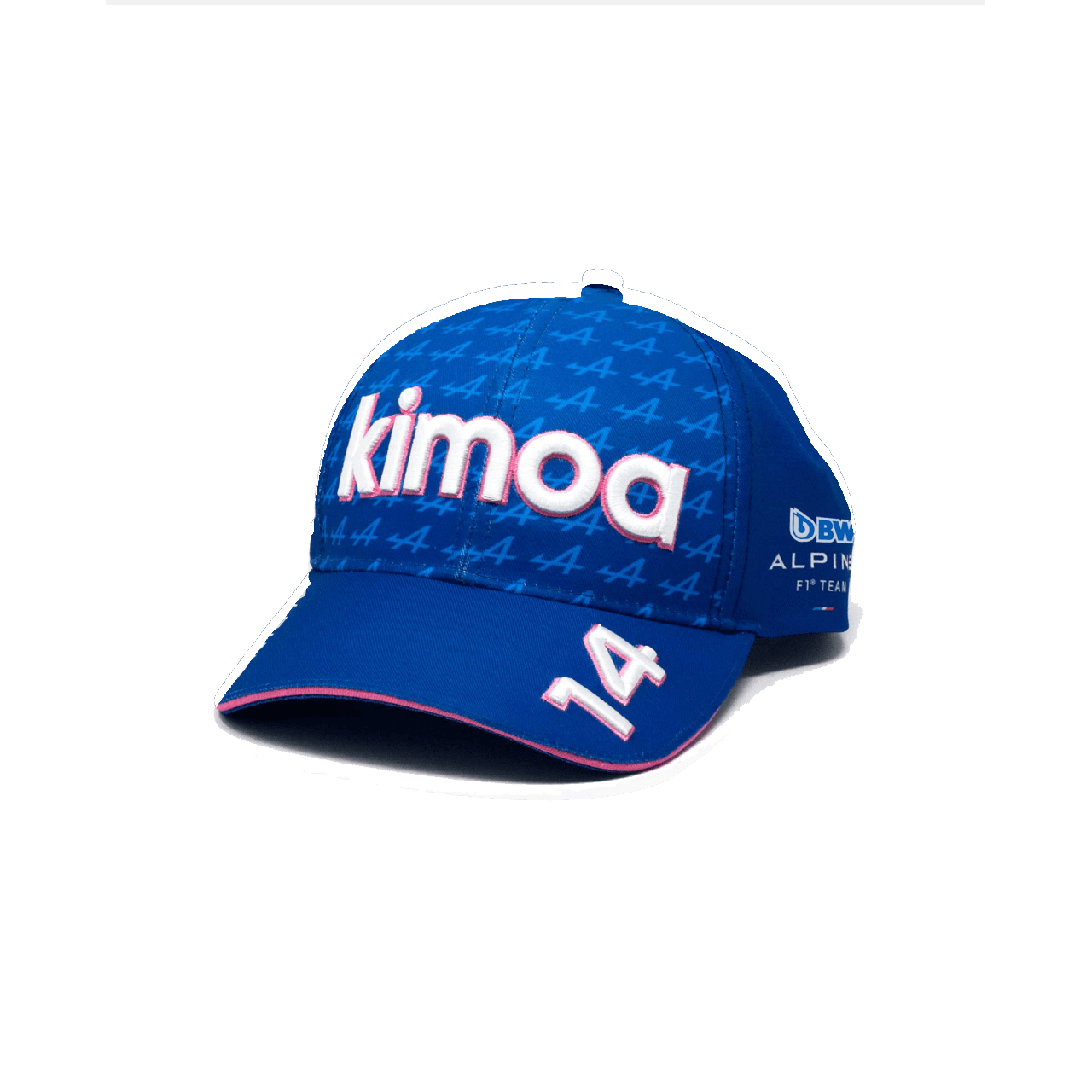 Kimoa BWT ALPINE F1 Snappack Kappe blau mit weißen und pinken Elementen
