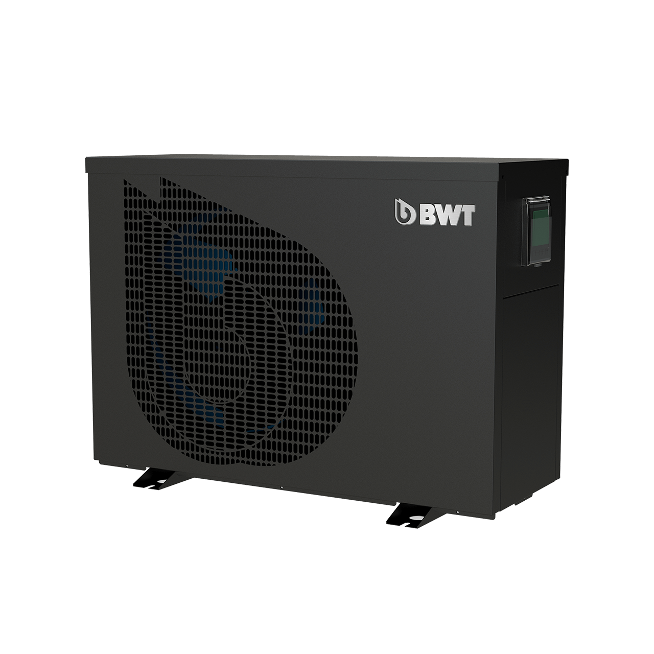 Riscaldatore per piscina BWT Inverter Connect pompa di calore in nero dal davanti