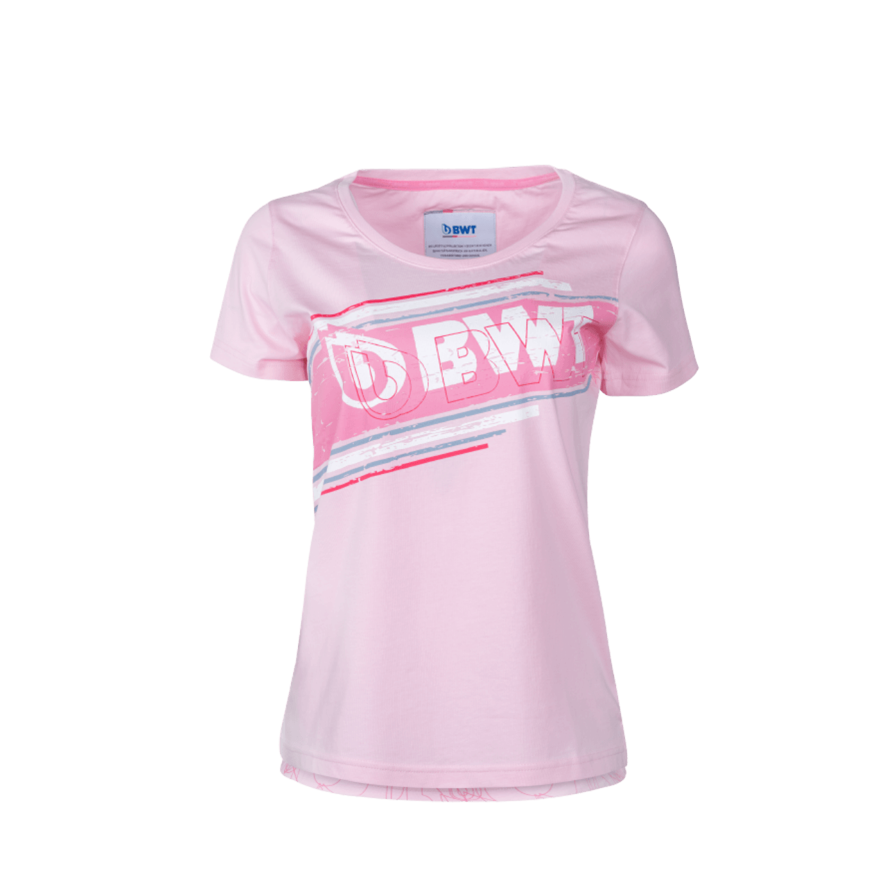 BWT Lifestyle T-Shirt Ladies pink with white BWT logo on pink background