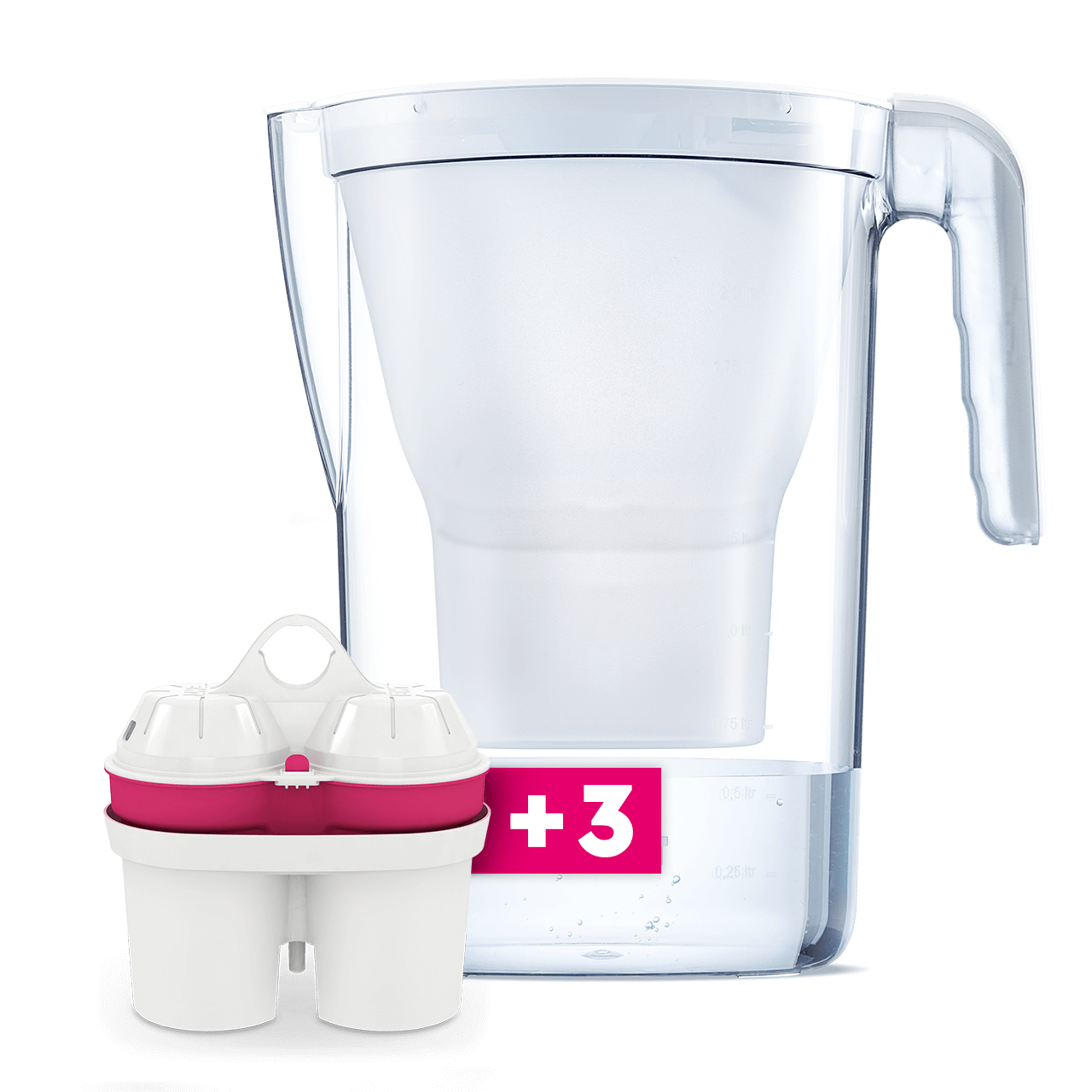 Vida drinkwaterfilter in wit met 3-pak Magnesium gemineraliseerd water