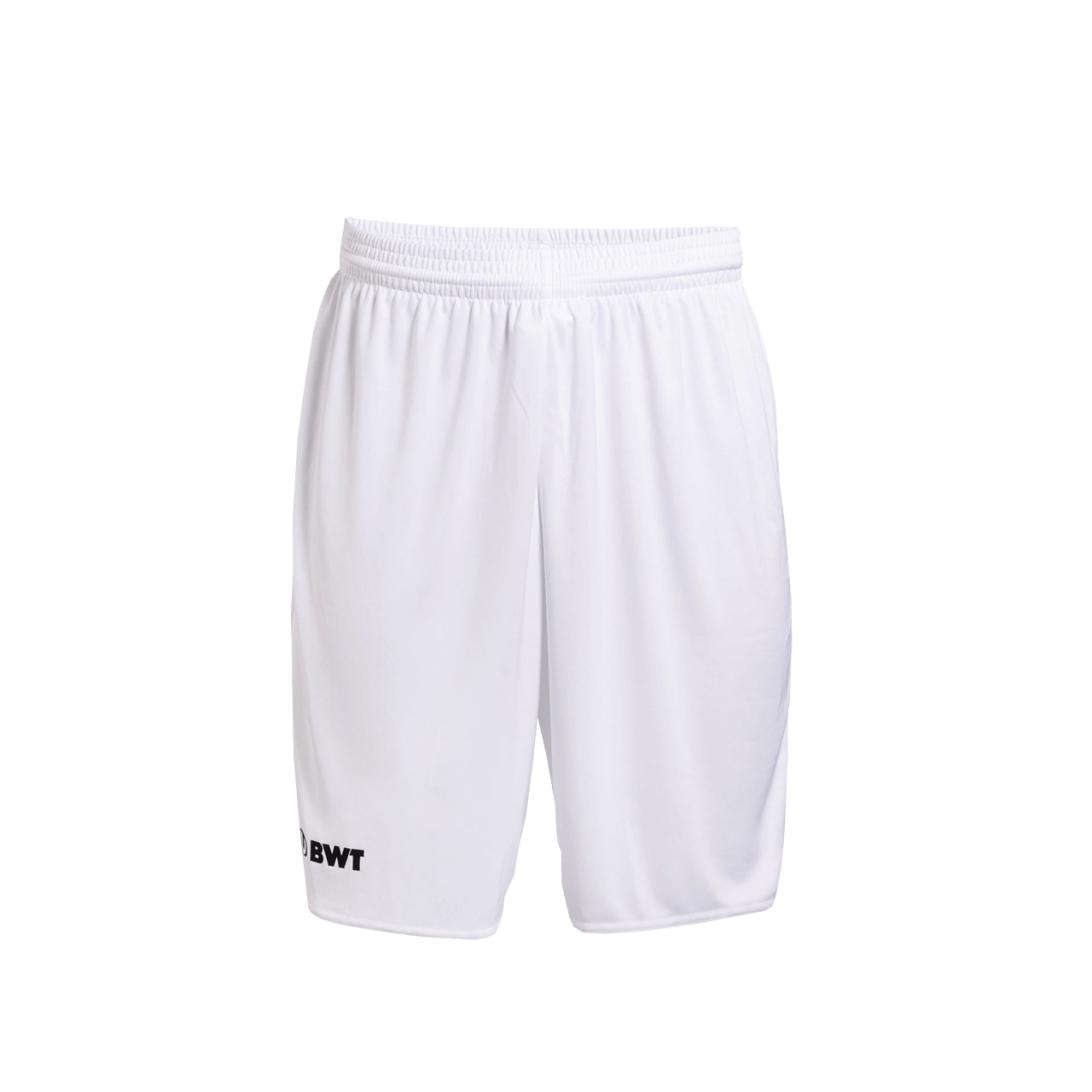 BWT One Training Shorts bianco con logo BWT nero sulla gamba destra
