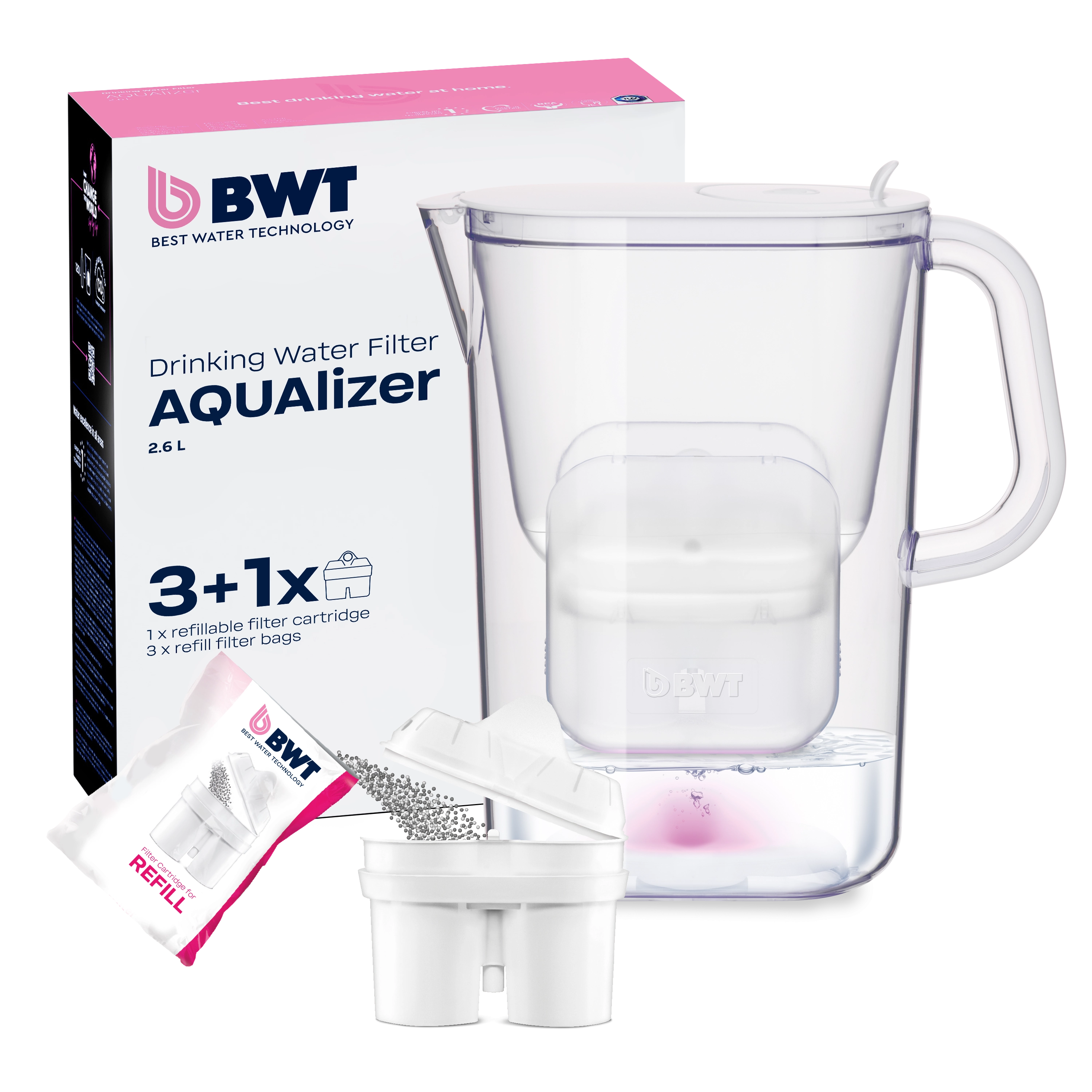 Refill Filter BWT AQUAlizer table water filter with sustainable refill filter cartridges