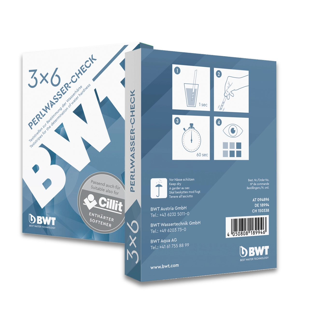 BWT Pearl Water Check Hardness Test Strips Packaging Backside