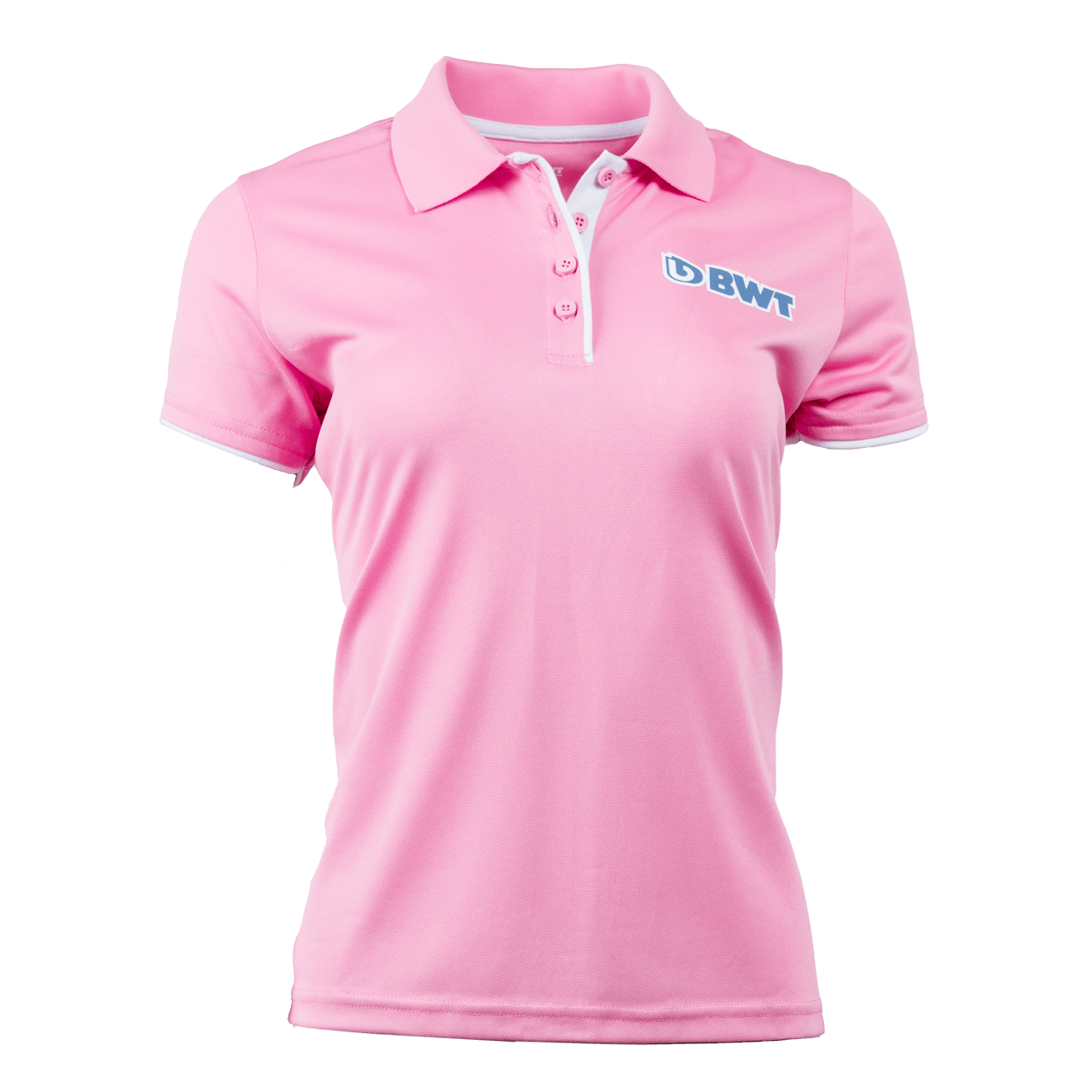 BWT Change the World Polo Function Ladies in pink with blue BWT logo