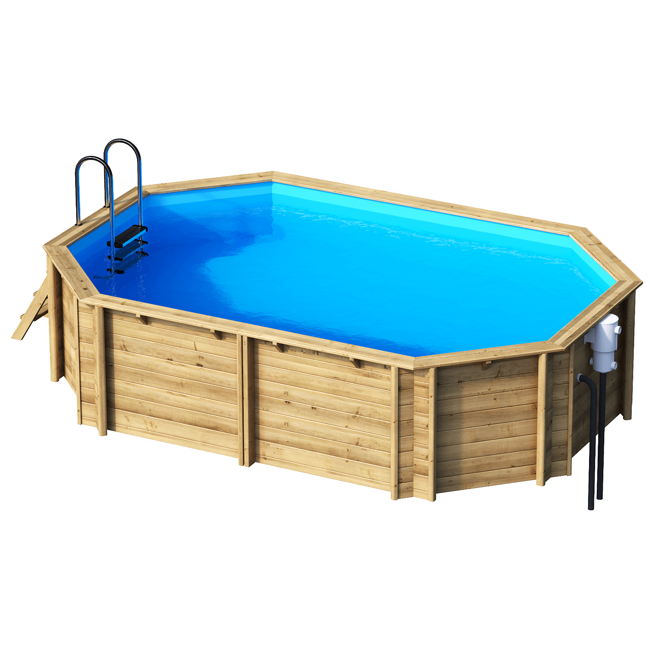 Tropic Octo 510 above-ground pool in wood look with blue foil on the inside
