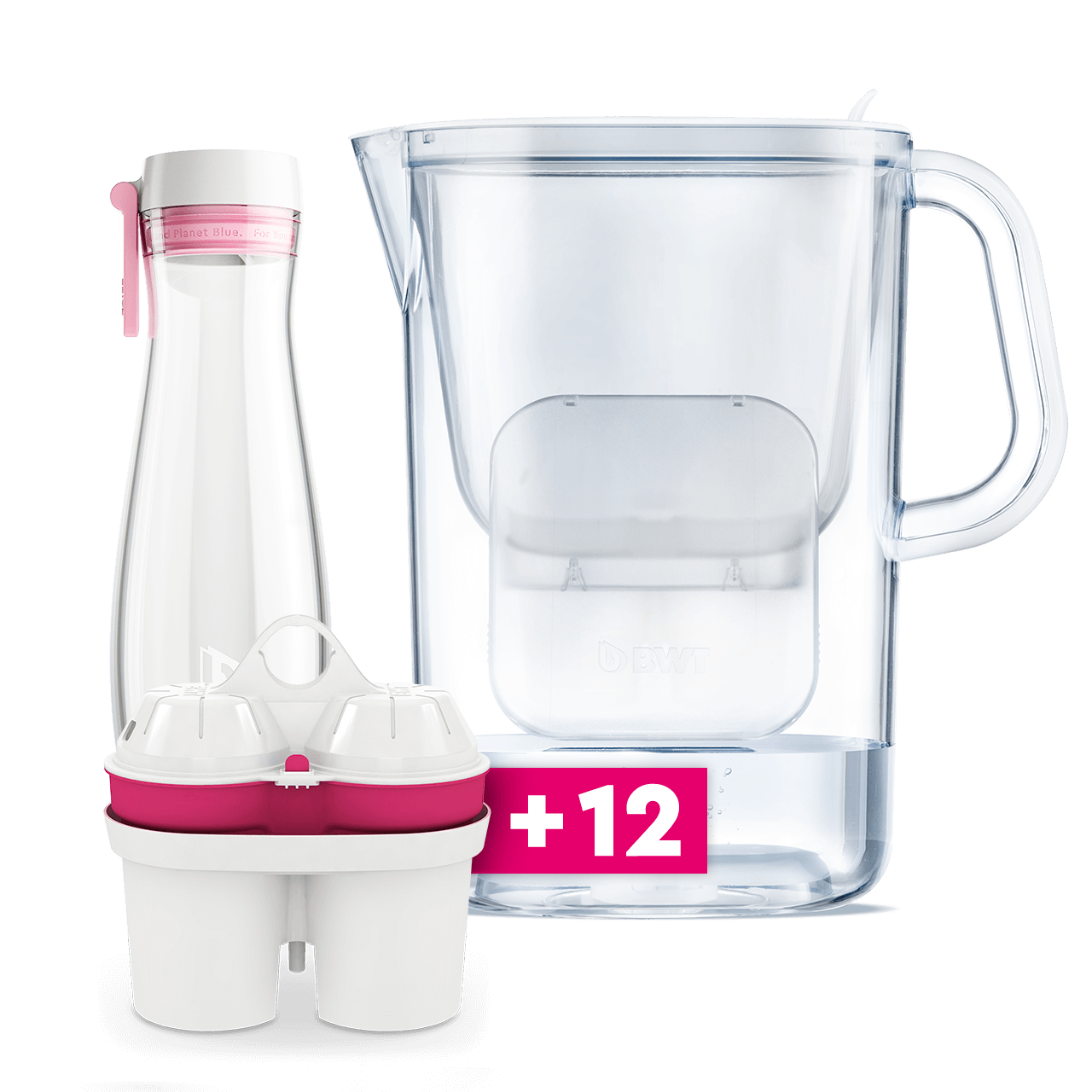 AQUAlizer filtro per acqua da tavola con cartucce filtranti al magnesio, inclusa caraffa in vetro