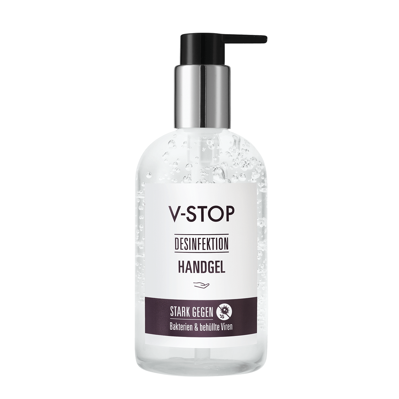 V-Stop disinfectant gel in pump dispenser with 300 ml