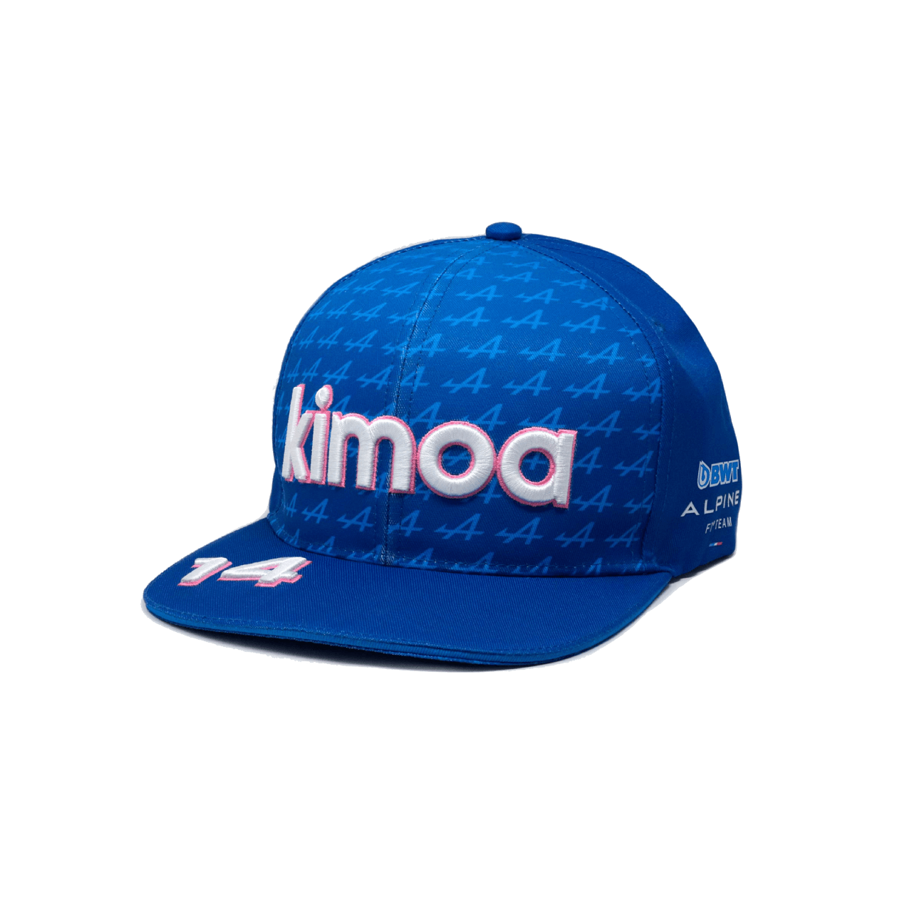 Kimoa BWT ALPINE F1 Snappack Kappe blau mit weißen und pinken Elementen