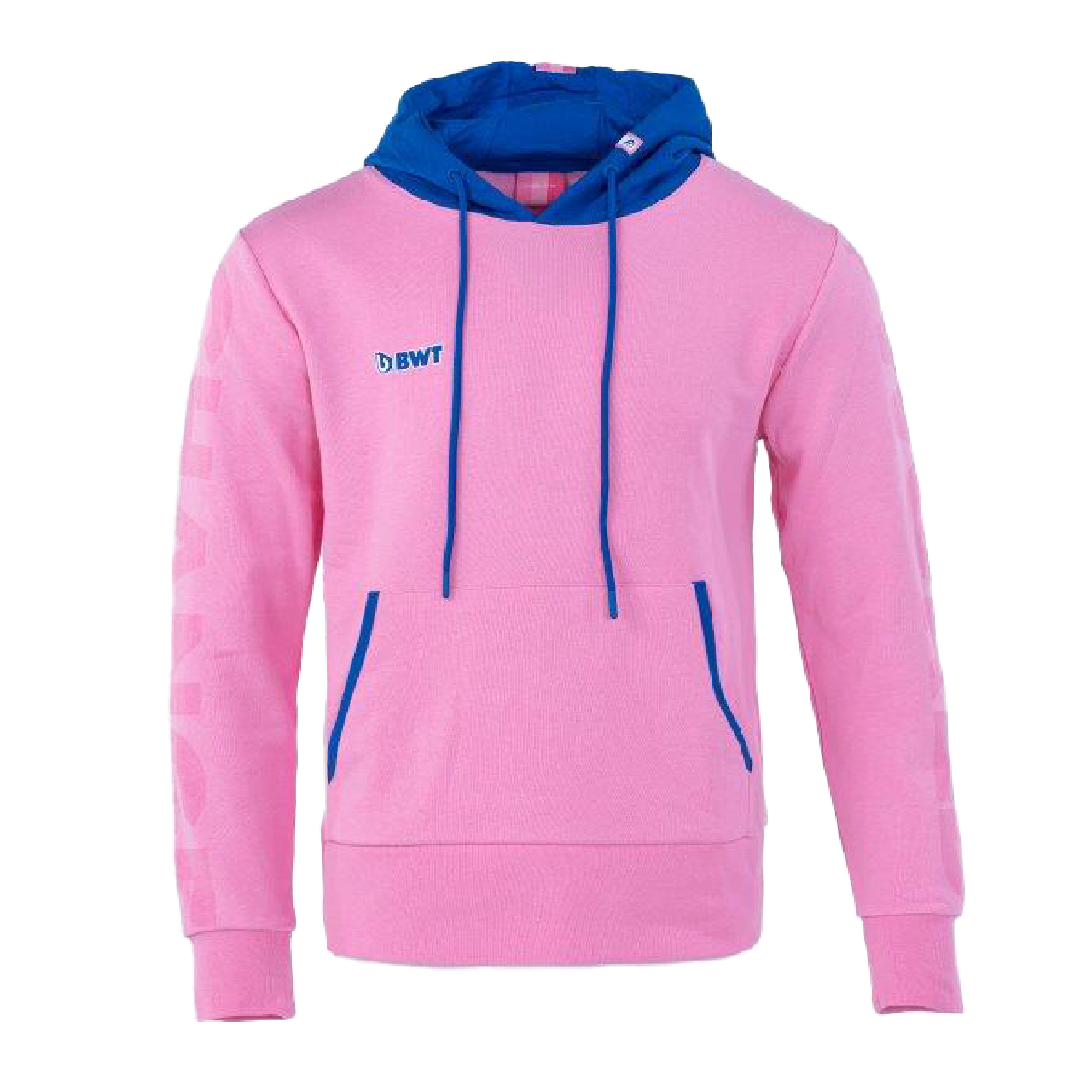 BWT Change the World Felpa con cappuccio da donna in rosa con logo CWT blu