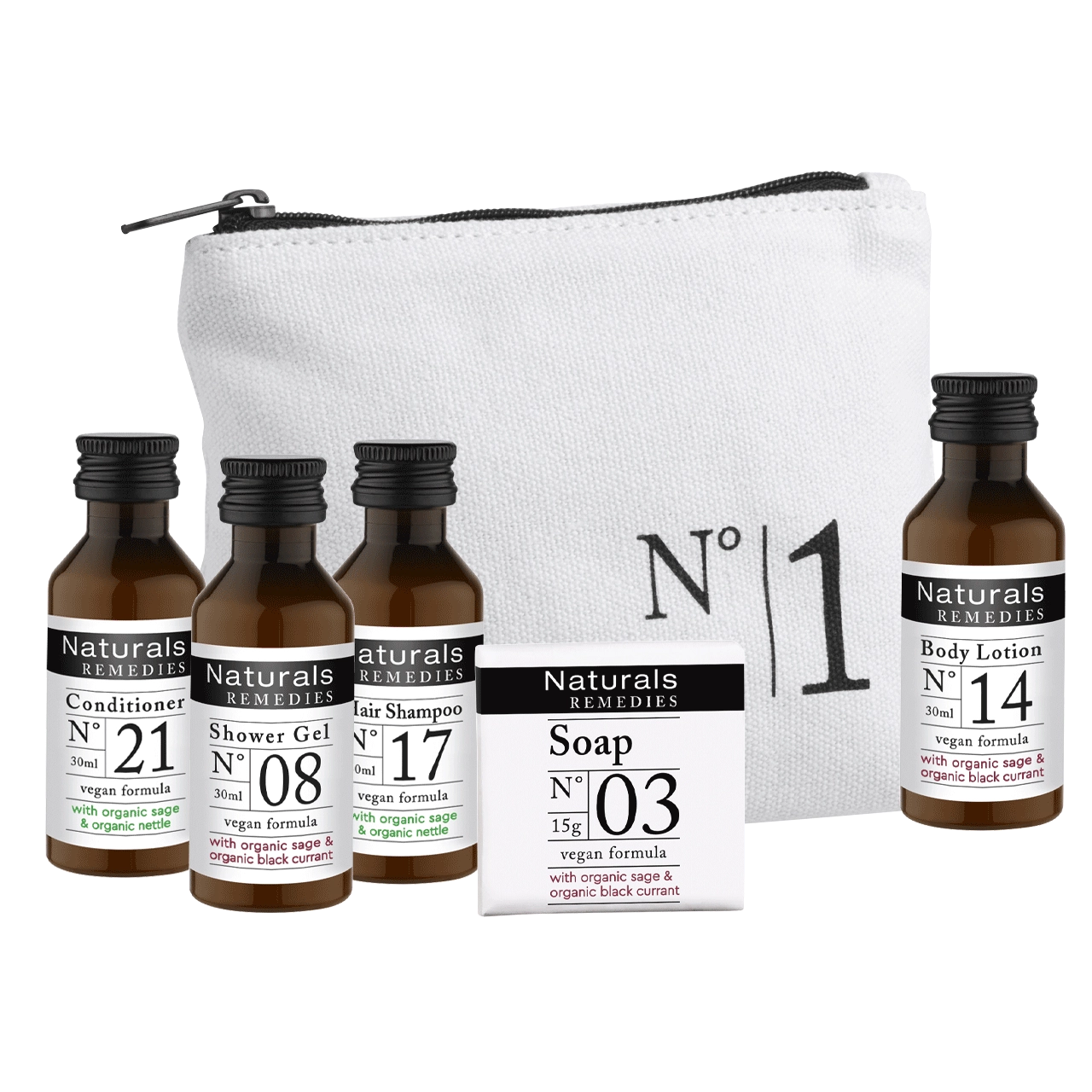 Set de soins Naturals Remedies dans une trousse cosmétique