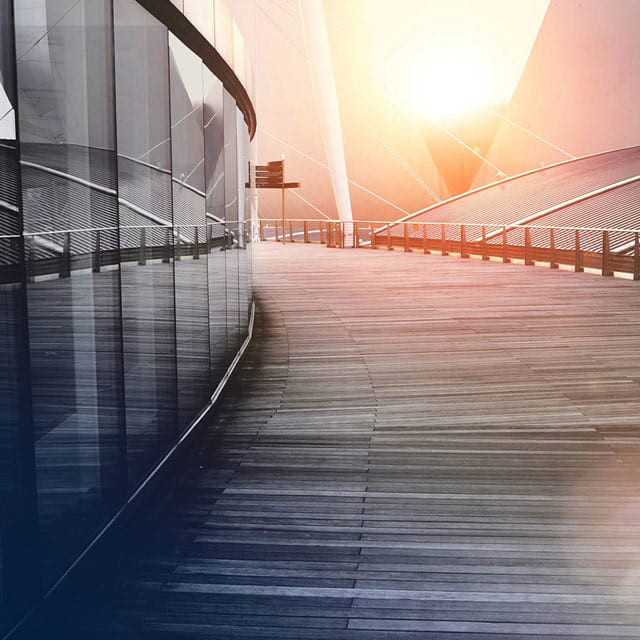 Office building at sunset