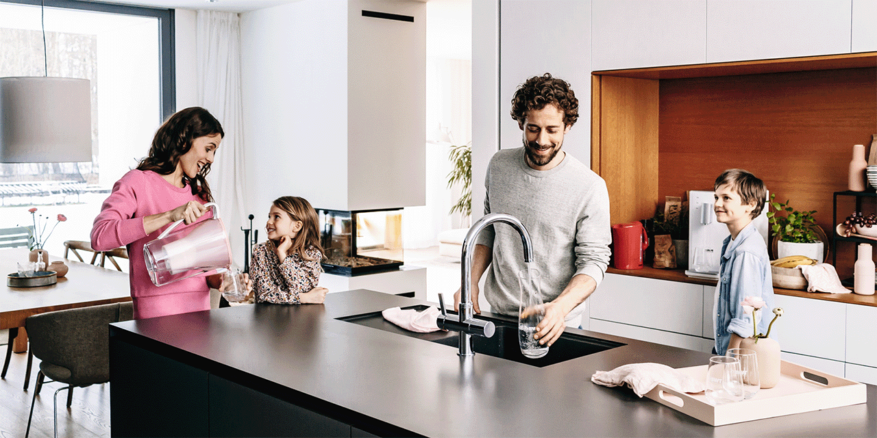 Familien har kalkfritt vann fra BWT i huset