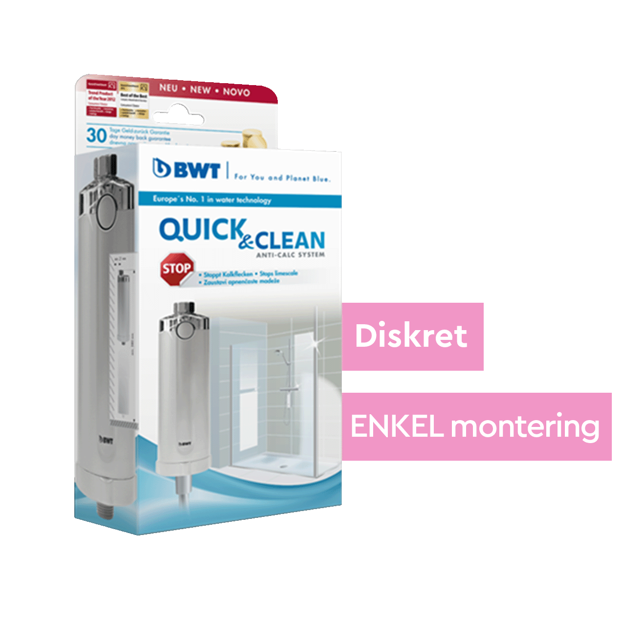 Quick & Clean kalkfilter til dusj og badekar