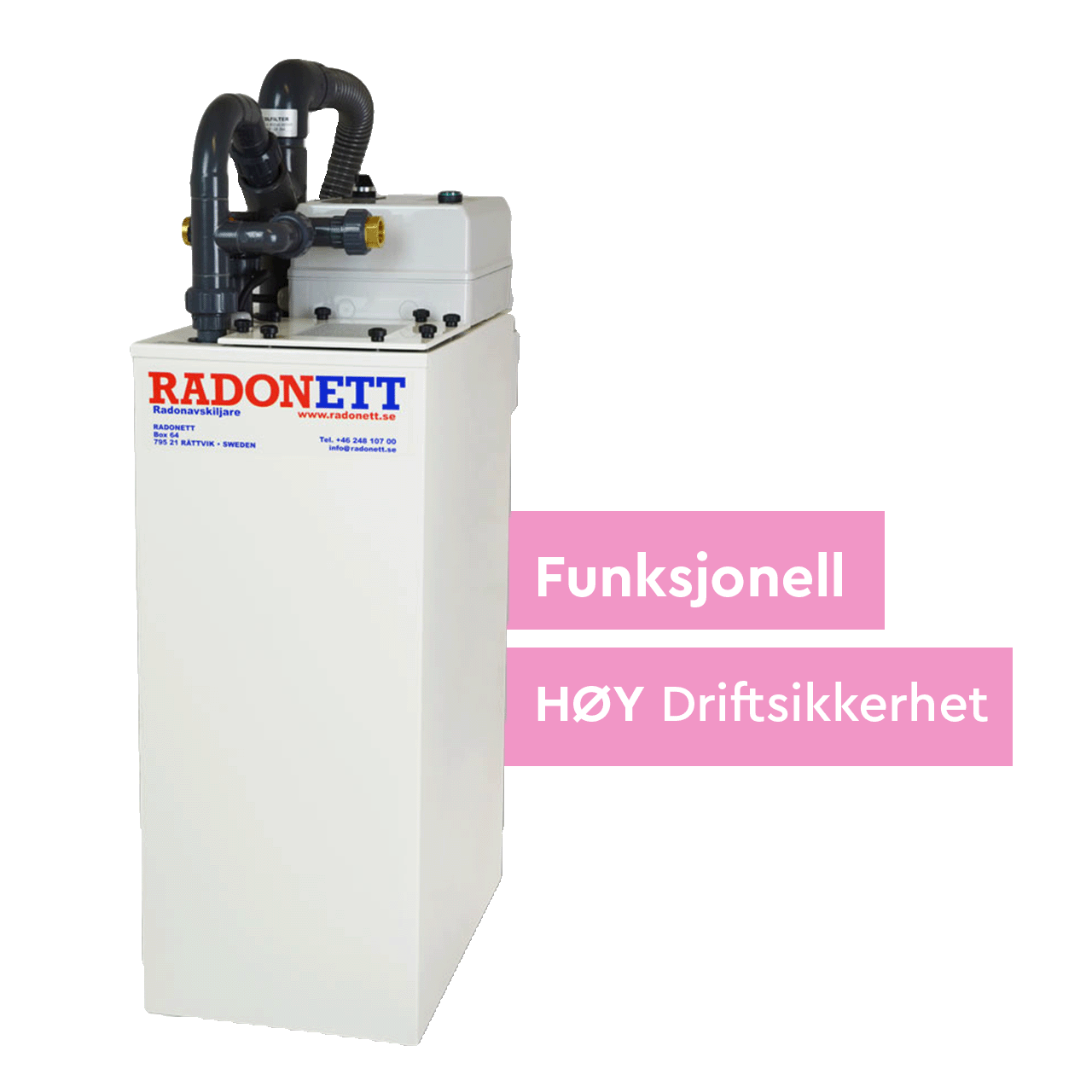 Radonett A1 vannrensing BWT fjerner radon i vannet