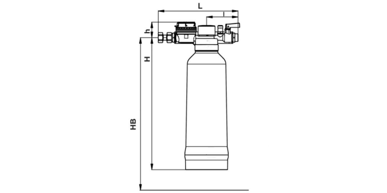 BWT AQA therm HES teknisk tegning for installasjon - vannbehandling varmeanlegg