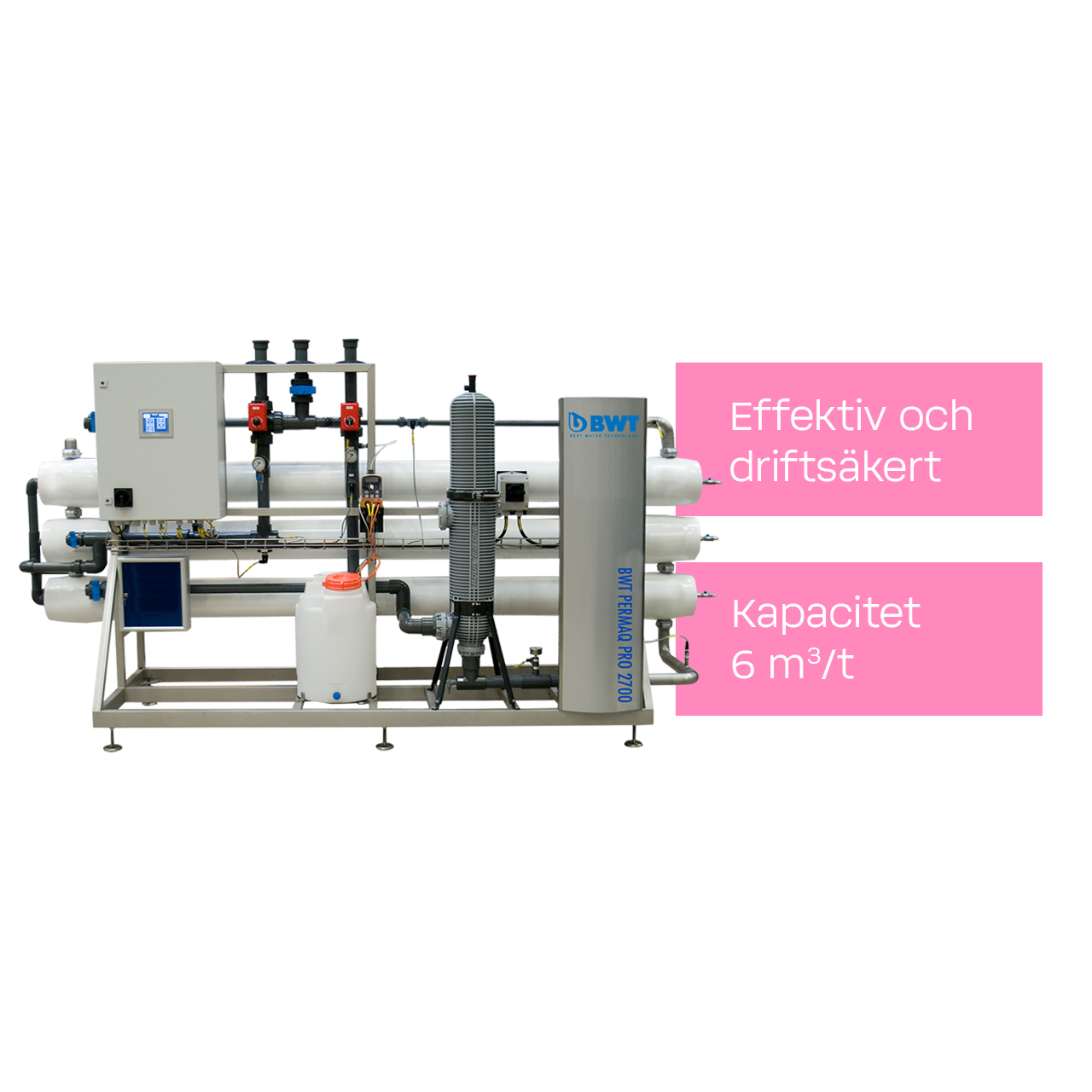 Högpresterande omvänd osmosanläggning med permeatkapacitet 6m3/t