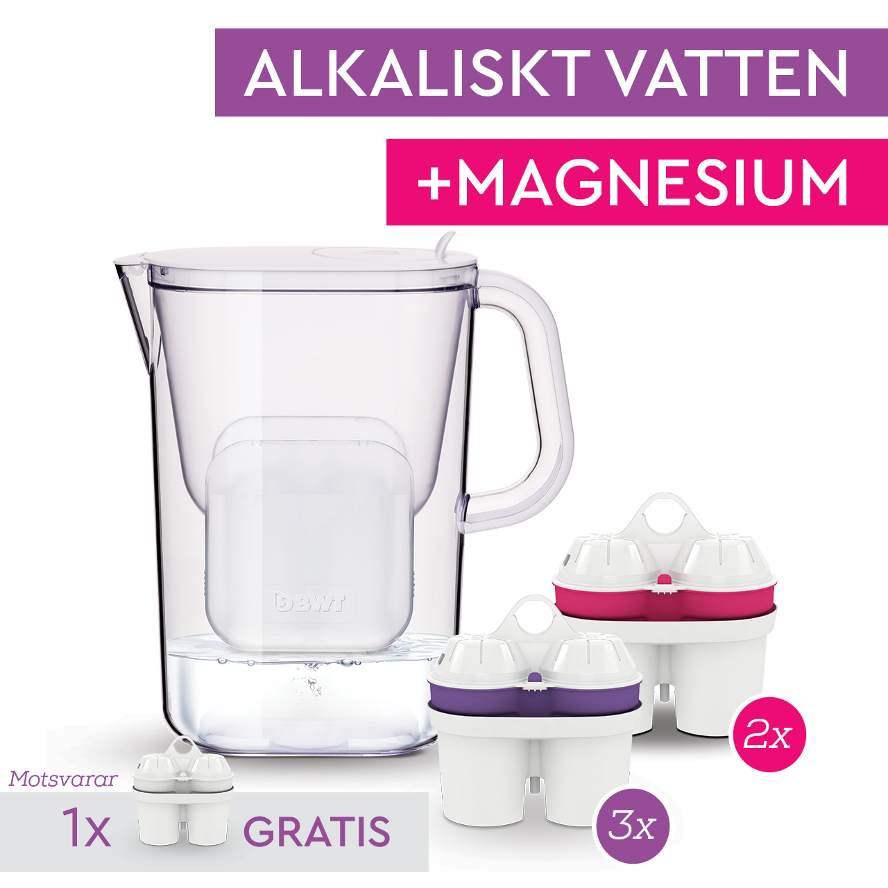 Filterkanna, bwt, alkaliskt vatten