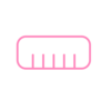 A stylized, pink comb against a transparent background.