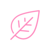 A simple, pink line icon of a leaf.